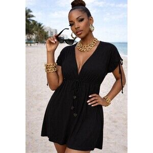 Freya Jersey Knit Beach Coverup Women’s Small Black Lightweight NWT